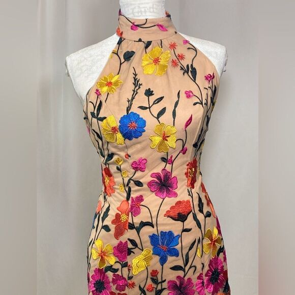 Milly Penelope Floral Embroidered Halter Dress size 0 - Picture 5 of 12